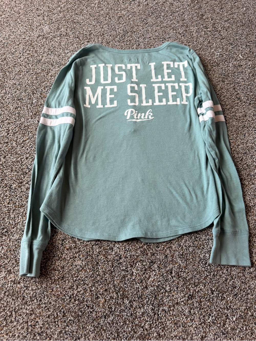 Victoria's Secret PINK Just Let Me Sleep Henley Long Sleeve Tee Medium